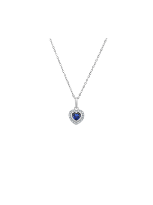Sterling Silver Royal Blue Cubic Zirconia Kid's September Birthstone Pendant Necklace