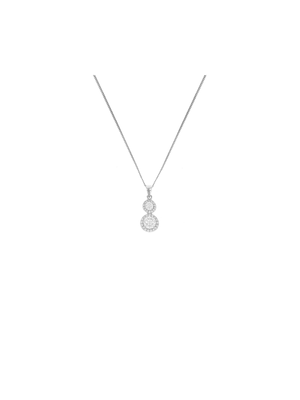 Sterling Silver Cubic Zirconia Double Halo Pendant