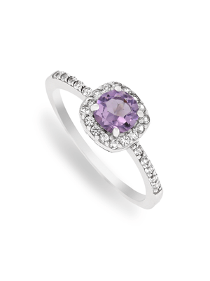 Sterling Silver Cubic Zirconia Women's February Birthstone Ring