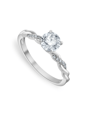 White Gold 0.8ct Lab Grown Diamond Twisted Solitaire Women’s Ring