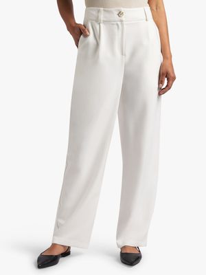 Women's White Wide Leg Suit Trousers