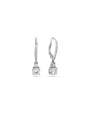 Sterling Silver Cubic Zirconia Duo Women’s Drop Earrings