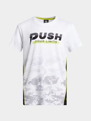 Boys TS Push Your Limits Graphic Performance White Tee