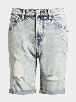 Older Boys Ripped Denim Bermuda Shorts