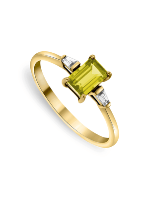 Yellow Gold Diamond & Lemon Quartz Trilogy Ring