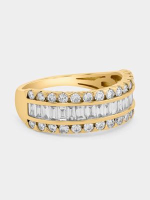 Yellow Gold 1ct Lab Grown Diamond Brilliant Baguette Ring