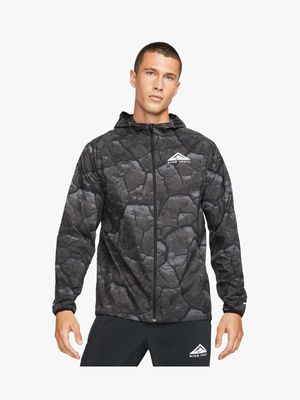 Mens Nike Aireez Charcoal All Over Print Trail Jacket