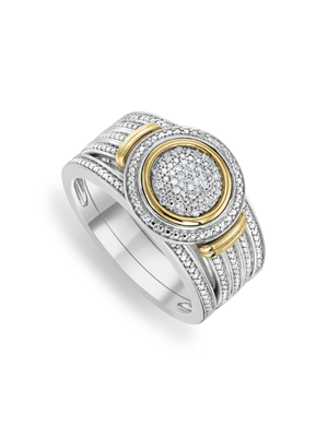 Yellow Gold & Sterling Silver Created White Sapphire & Diamond Women's  Sunrise Triple Set Ring