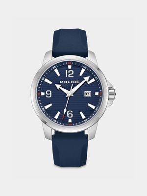 Police Mensor Stainless Steel Blue Dial Blue Silicone Watch