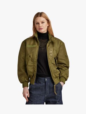 G-Star Women's Nylon Green Bomber Jacket