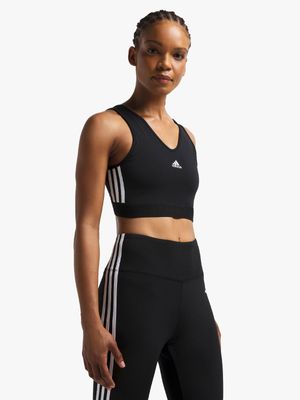 Womens adidas 3-Stripe Black Crop