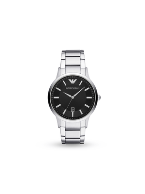 Emporio Armani Men's Black Dial & Stainless Steel Bracelet Watch