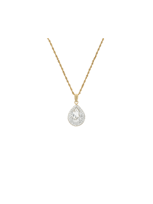 Yellow Gold & Sterling Silver, Pear Cut Crystal pendant on a chain
