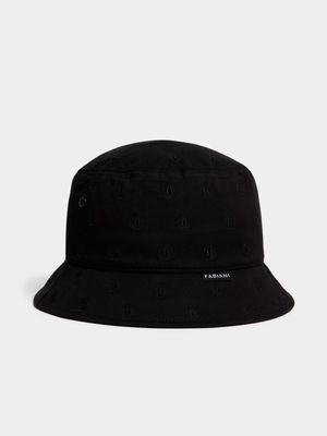 Fabiani Men's All Of Print Embroidery Crest Black Bucket Hat
