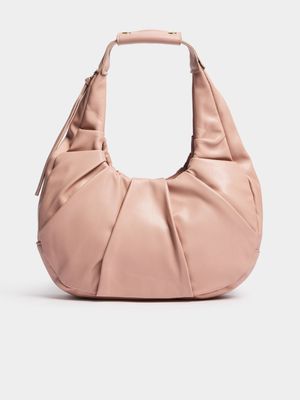 Women's Pink Ruched Shoulder Bag