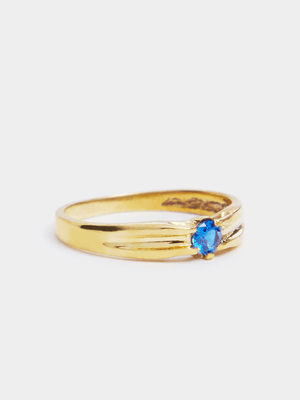 Gold Tone September Birthstone Blue Spinel Pinky Ring