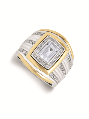 Yellow Gold & Sterling Silver Rectangular Ring