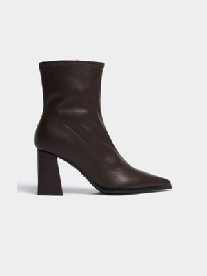 Women's Brown Pointy Sock Boots