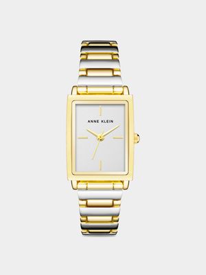 Anne Klein Gold & Silver Plated Rectangular Bracelet Watch