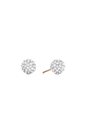 Sterling Silver  & Yellow Gold, Crystal +-6mm Ball Stud Earrings