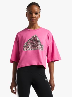 Womens adidas Icon Cropped Pink Tee