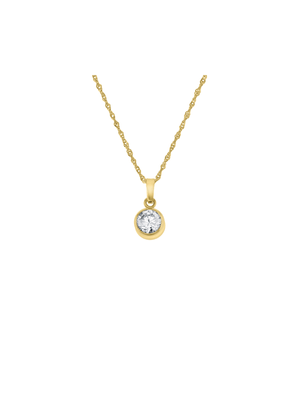 Yellow Gold Tube Cubic Zirconia Pendant on a Chain