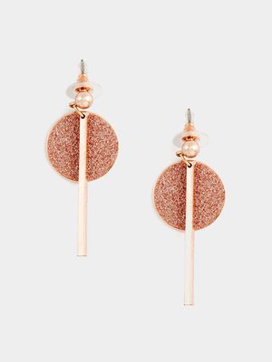 Bar with Glitter Circle Backing Earrings - Jewellery