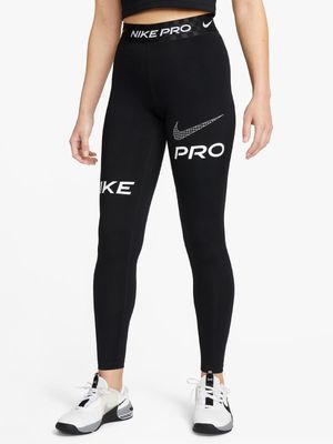 Womens Nike Dri-Fit Black Graphic Tights