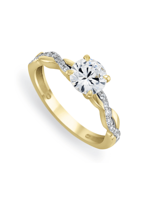 Yellow Gold Moissanite Women’s Twisted Solitaire Ring
