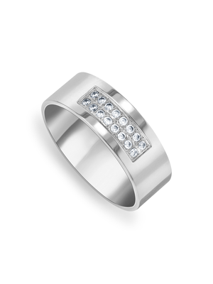 Stainless Steel Cubic Zirconia Double Channel Men’s Ring