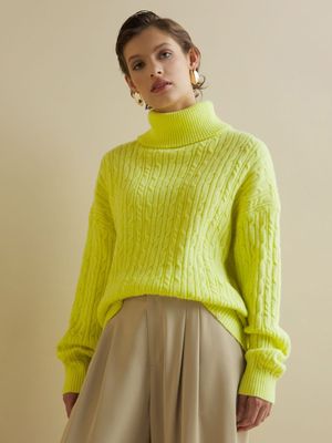 Women's Iconography Cabled Jumper Citron