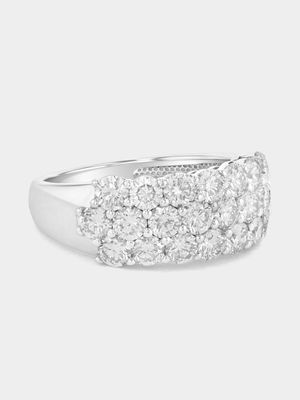 White Gold 2ct Lab Grown Diamond Triple Row Ring