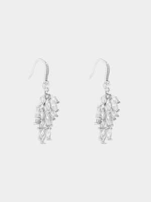Sterling Silver Cubic Zirconia Marquise Cascade Drop Earrings