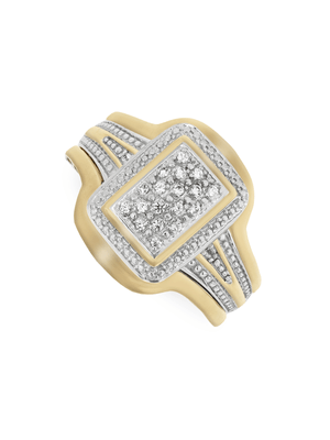 5ct Gold Diamond & Created Sapphire Lilo Triple Set Ring