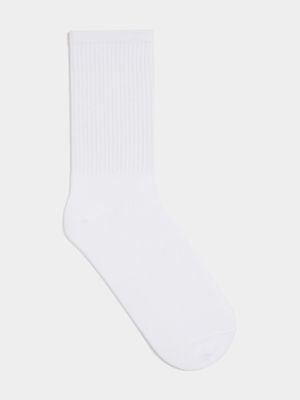 Men's White Basic Ribbed Socks