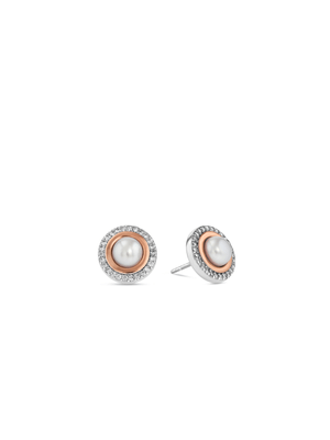 Sterling Silver Freshwater Pearl & Cubic Zirconia Stud Earrings