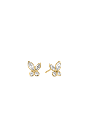 Yellow Gold & Cubic Zirconia, Butterfly Stud Earrings
