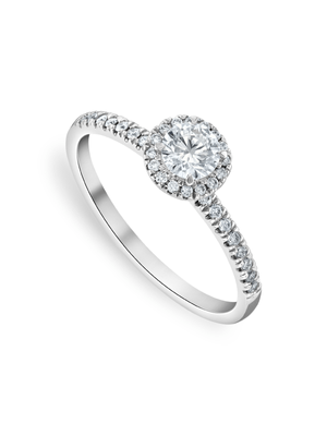 White Gold 0.50ct Lab Grown Diamond Halo Solitaire Women’s Ring