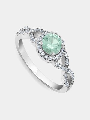 Sterling Silver Mint Green Cubic Zirconia Infinity Women’s Ring
