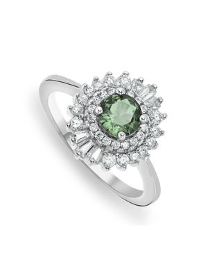 Sterling Silver & Green Cubic Zirconia Ballerina Ring