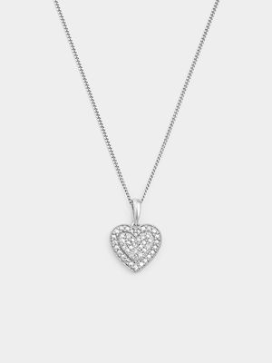 Sterling Silver Lab Grown Diamond Heart Pendant
