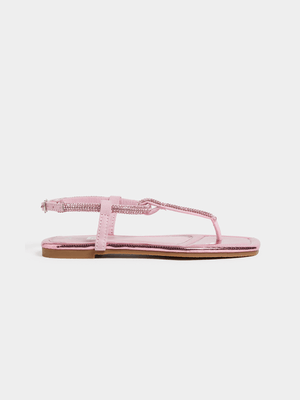 Girls Square Toe Diamante Sandals