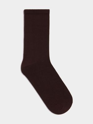 Men's Brown Basic Ribbed Socks