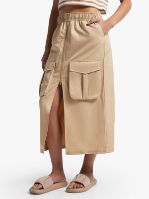 Women's Stone Taslon Midaxi Skirt