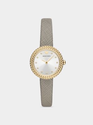 Emporio Armani Women's Gold Plated Stainless Steel Taupe Leather Watch