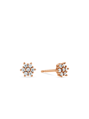 Rose Gold & Sterling Silver Cubic Zirconia Women’s Cluster Stud Earrings