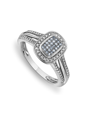 White Gold 0.072ct Diamond Rectangle Sparkle Ring