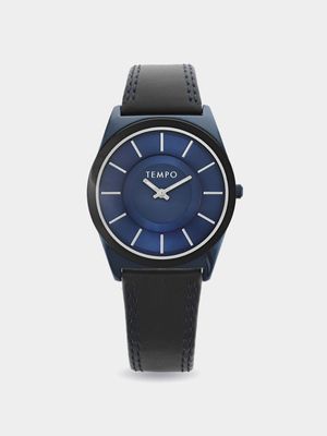 Tempo Men's Blue Leather Watch