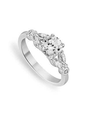 White Gold Moissanite Marquis Embrace Ring