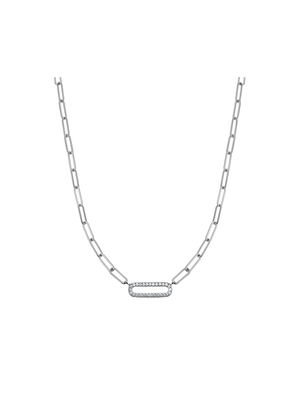 Sterling Silver & Cubic Zirconia Paperclip Link Necklace